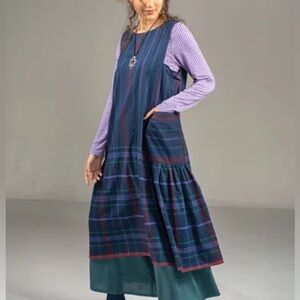 Gudrun Sjõdén KATE Navy Plaid Sleeveless Shift Dress